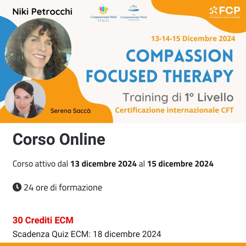 Compassion Focused Therapy Training di 1° Livello. Ed. Dicembre 2024-